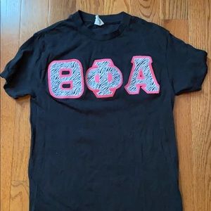 Black Theta Phi Alpha stitched letter t shirt